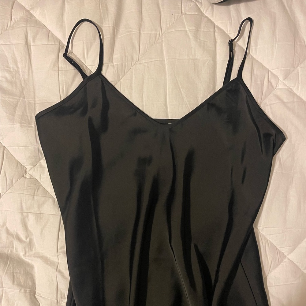 banana republic black midi silk dress